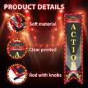3PCS Movie Night Porch Sign Banner Movie Theme Party Decorations Lights Camera Action Hanging Porch Sign Theater Welcome Now Showing Banner for Film Home Backdrop Party Supplies