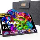 Kado 15.6" FHD Portable Monitor for Laptop, 100% sRGB Second Display IPS 1920x1080 HDMI USB-C Laptop Screen Extender, Carrying Sleeve 180 Kickstand for PC, Mac, Dex, Tablet, Xbox, PS4/PS5, Switch