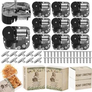 10 Sets Merry Christmas Music Movement Box Wind up Mechanism Musical Box DIY Music Box with Music Themed and Instruction for Music Teacher Student Music Lover Friend Christmas Singing Gift