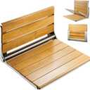 [Upgraded Version] 20" Folding Teak Shower Seat Wall Mounted- Shower Bench for Inside Shower, ADA Compliant Teak Shower Seat Wall Mounted Bench Bathroom Stool, Folding Bathtub Shower Seat for Elderly
