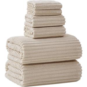 Extra Large Bath Towel Set of 6 (40"x80"),Oversized Bath Sheet Super Soft Highly Absorbent Microfibers Quick Dry Luxury Shower Towel for Bathroom Spa Gym Hotel Yoga(Beige, 6Piece)