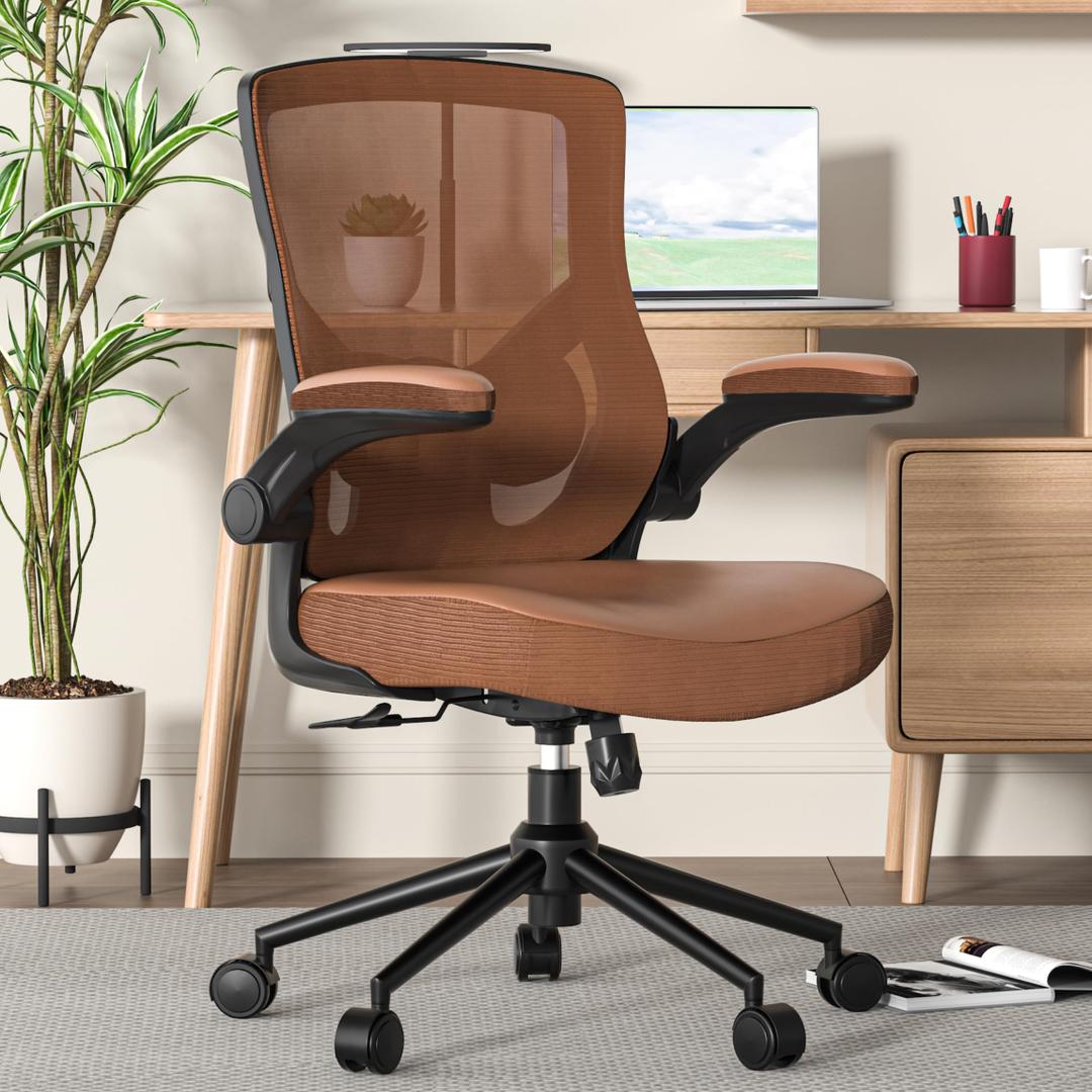 Office Chair, High Back Desk Chair Adjustable Height and Ergonomic Design Home Office Computer Chair Executive Lumbar Support Padded Flip-up Armrest Swivel Task Chair