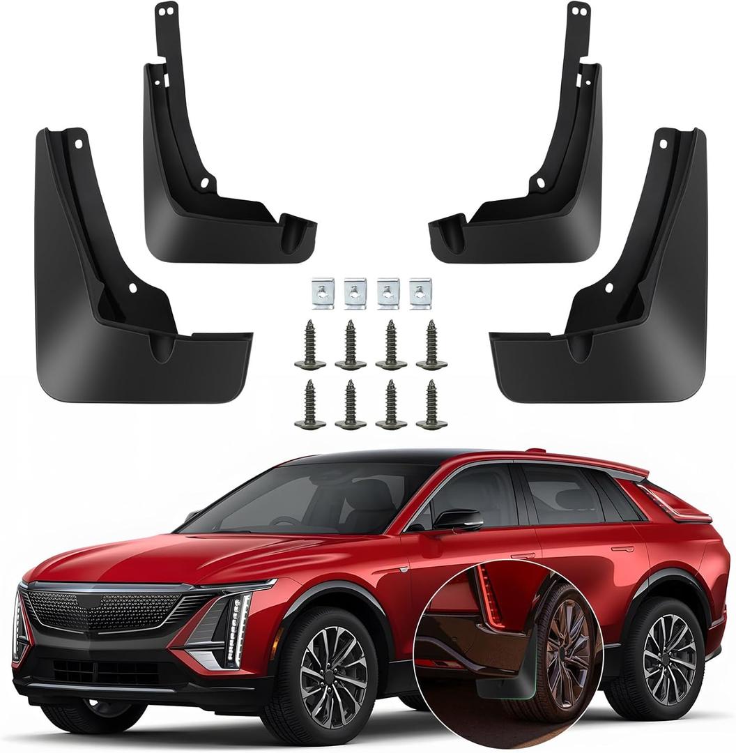 Mud Flaps Compatible with Cadillac Lyriq 2022 2023 2024 2025, 4PCS Front & Rear Side No Drill Splash Guard Exterior Accessories