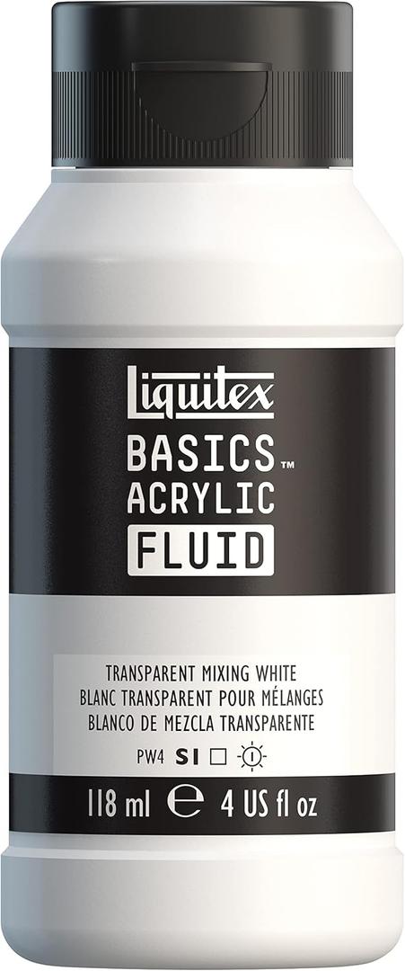 Liquitex BASICS Acrylic Fluid Paint, 118ml (4-oz) Bottle, Transparent Mixing White