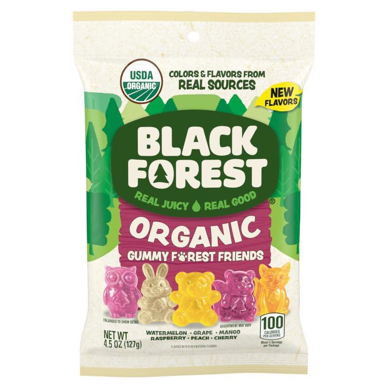 Black Forest Organic Gummy Forest Friends Candy, Made with Real Fruit Juice, Colors and Flavors from Natural Sources, Gluten Free and Fat Free, 4.5oz Bag (Pack of 12) (EXP 01/04/27)