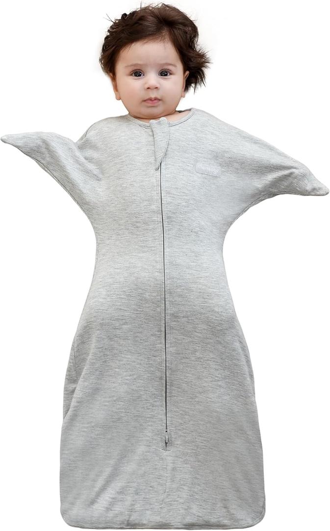 PuppyPaws Baby Sleep Sack, Transitional Swaddle, Swaddles for Newborns1.0 Tog Sleep Sack 6-9 Months, Wearable Blanket Baby with 2-Way Zipper (Grey)