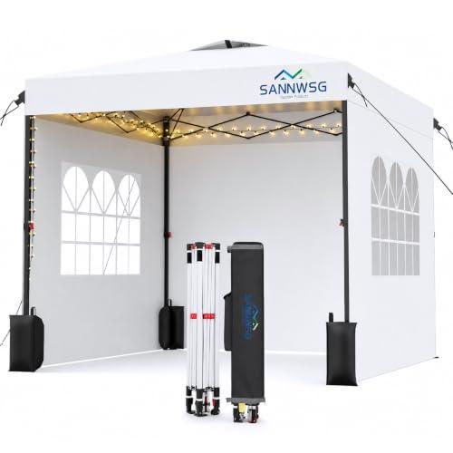10X10 Pop Up Canopy Tent with 3 Sidewalls, Easy Up Canopy, Commercial Instant Shelter, Heavy Duty One Person Set Up Event Tent, White