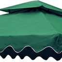 DockMoor 118"x118" Gazebo Canopy Top Replacement 10x10 Canopy Cover 2 Tier (GreenWave Edge)