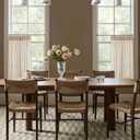 LIMON HOME Beige Striped Linen Kitchen Curtains 30" W x 24" L Pinch Pleat Cafe Curtains 1 Panels