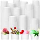 Nuenen 400 Pcs 8 oz Summer Ice Cream Paper Cups Bulk Disposable Dessert Cups Solid Color Paper Dessert Bowls for Snack Sundae Spring Party Favors Ice Cream Bar Supplies (White)