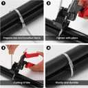 2 x 11.8 Inch 100 Pcs 304 Stainless Steel Metal Zip Ties Heavy Duty Outdoor Cable Ties with Self-Locking Design for Machinery, Vehicles, Farms, Pipes, Roofs, Cables
