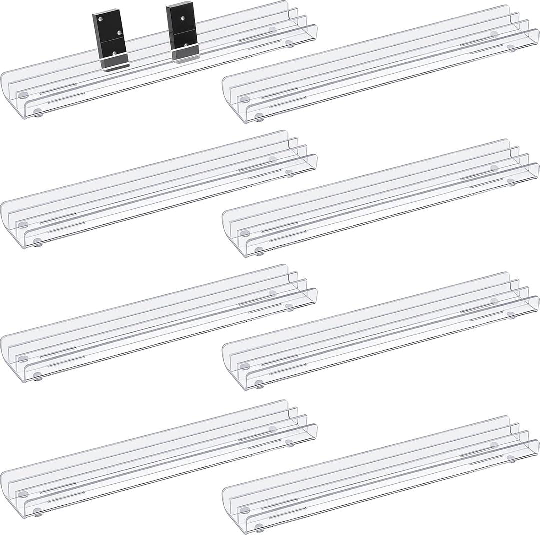 Skylety 8 Pieces Clear Racks Acrylic Domino Trays Holders Acrylic Domino Holders Organizer Tray Racks for Mexican Train, Dominoes Not Included