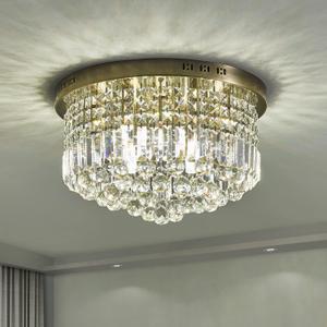 Saint Mossi 9 Light Modern Crystal Raindrop Chandelier Lighting Flush Mount LED Ceiling Light Fixture Pendant Lamp for Dining Room Bathroom Bedroom Livingroom, E12 LED Bulbs Required, Antique Cooper