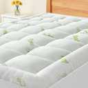 Sweetcrispy Full Size Cooling Bamboo Mattress Topper with Deep Pockets | Soft Viscose, Stretchable Pockets, Cooling Pillow Top Relieves Back Pain. Breathable For Hot Sleepers