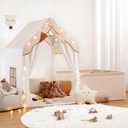 besrey Kids Play Tent with Enclosure, Toddler Tent 2 in 1 with Padded Mat and Lights, Large Playhouse for Kids, Indoor & Outdoor, Christmas Toddler Playhouse, 69" x39" x 53"