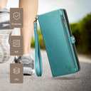 XcaseBar for Motorola Moto G Power 5G 2024 Wallet case with Zipper Credit Card HolderRFID Blocking,Flip Folio Book PU Leather Phone case Shockproof Cover Women Men for Power 5G 2024 case Blue Green