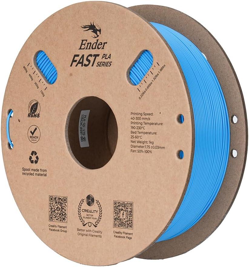 Creality Rapid PLA Filament for Ender3 V3 KE SE K1C, 3D Printer Filament 1.75mm High Speed 300mm/s Ender Fast PLA Filament, Dimensional Accuracy +/- 0.02mm 1Kg for Most FDM 3D Printers (Light Blue)