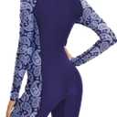 Century Star UPF 50+ Modest Long Sleeve Swimsuits for Women Bathing Suit Rash Guard Surfing One Piece High Neck Swimwear (Blue, S)
