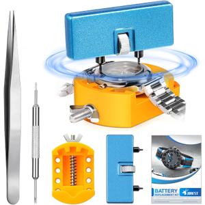JOREST Watch Battery Replacement Tool Kit, Watch Wrench Back Remover for Rotate Open Watch Cover, Watch Case Opener Set with Watch Back Remover Holder, Only for Grooved Watches