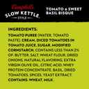 Campbell's Slow Kettle Style Tomato & Sweet Basil Bisque, 15.5 oz Microwavable Bowl (Pack of 8) (EXP 07/31/26)