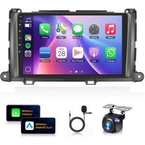 Car Stereo for Toyota Sienna 2010-20148Core 6+128G Wireless Carplay Android Auto,9 inch 1280 * 720P IPS Touch Screen Radio,Android/GPS/WiFi/32EQ DSP Audio/Bluetooth5.0/SWC/Backup Camera