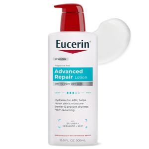Eucerin Advanced Repair Body Lotion for Very Dry Skin, Unscented Lotion Formulated with Ceramides, 16.9 Fl Oz Bottle