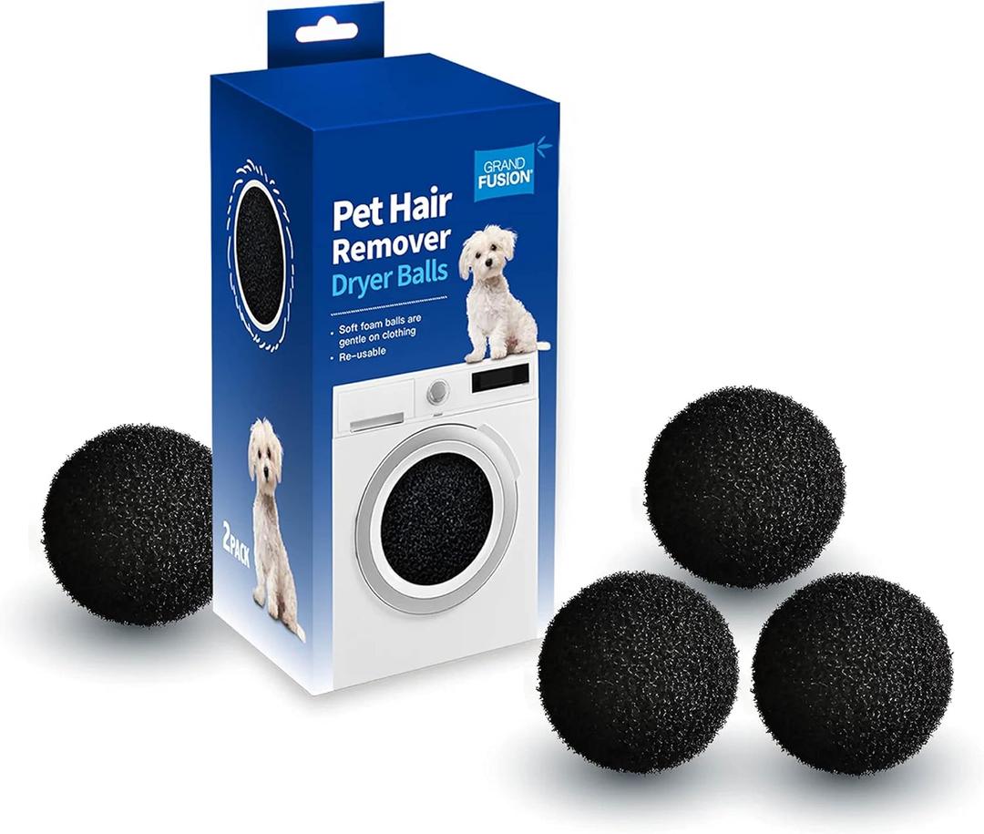 Reusable Pet Hair Remover, Pet Hair Removing Foam Dryer Balls, Dog and Cat Hair Remover, Lint Remover, Rid Clothes and Laundry of Lost Hair, Pack of 6 Balls