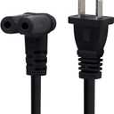 TV Power Cord 6-Feet US 2 Prong to IEC 320 C7(Figure 8) Right Angle-Down Angle AC Power Cord, Upward Downward Angled Figure 8 (C7) Replacement Cord