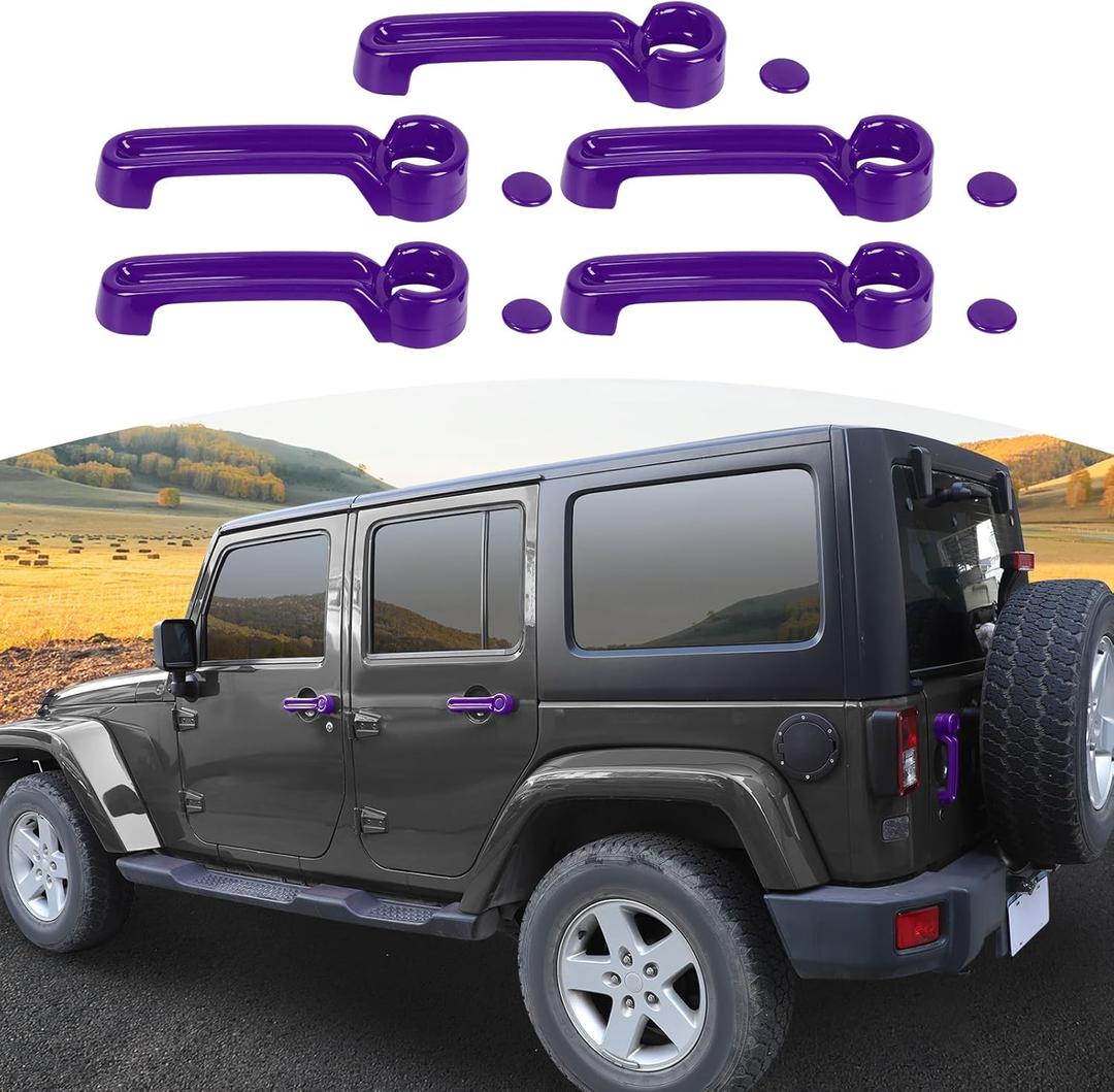 for Jeep JK Door Handle Cover Trim Purple for Jeep Wrangler JK 4DR 2007-2017 Purple Exterior Accessories 5pcs