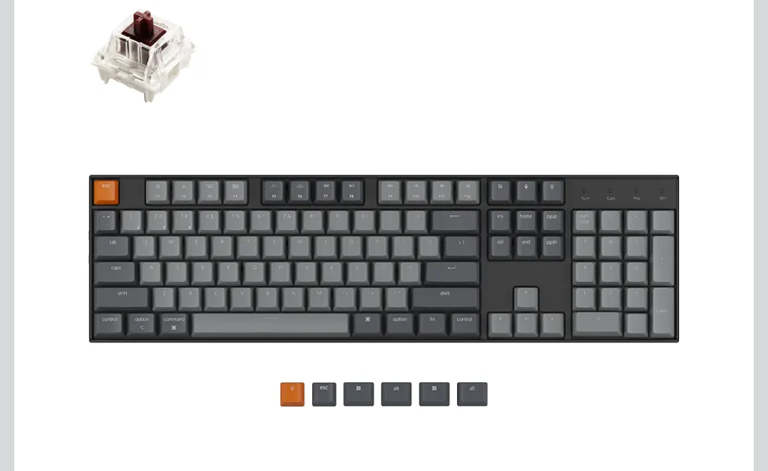 Keychron K10 Full Size 104 Keys Bluetooth Wireless Mechanical Gaming Keyboard for Mac Windows K Pro Brown Switch, Multitasking/White LED Backlight/USB C Wired Computer Keyboard