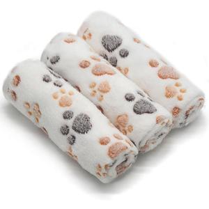 1 Pack 3 Puppy Dog Blankets Super Soft Warm Sleep Mat Fluffy Premium Fleece Pet Blanket Flannel Throw for Dog Puppy Cat - White Paw Print Large(40"x30")