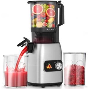 Cold Press Juicer Machines Slow Masticating, Single Auger Juicer for Vegetables & Fruits, Rotary Knob Control, Anti-Clog Reverse Function, Easy Clean Home Juicer