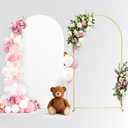 Pureegg Arch Backdrop Stand and Cover Set - 7.2FT Gold Metal Frame with White Fabric Cover, Easy-to-Assemble Wedding Arch Stand for Parties and Celebrations