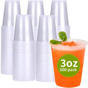 500 Pack 3 oz Plastic Cups, Bathroom Cups Disposable 3 oz, 3 Ounce Small Water Cups Clear Mouthwash Cup for Tasting, Drinking and Party