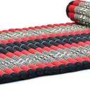 Leewadee Trifold Mattress XL Comfortable Thai Massage Pad, Foldable Relaxation Floor Mattress Filled with Kapok, Perfect to Use as a Sleeping Mat 79 x 39 inches, Red, Black