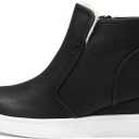 DREAM PAIRS Womens Slip on High Top Wedge Sneakers Hidden Heel Platform Wedgie Ankle Booties (7, Black/Pu)