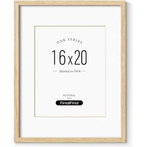 Minimalist 16x20 Frames with Mat for 11x14, Natural Solid Oak Wood 16x20 Frame, Lightweight for Wall Mounting(Single, Oak)