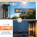 2-Pack 20" Large Outdoor Solar Wall Lights With Dusk to Dawn Sensor, 8000mAh Metal Modern Outside Wall Sconce with Tempered Glass for House, Exterior Porch Lamps Wall Mount,E12 Bulbs Included