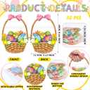 Eaasty 50 Pcs Easter Gift Bags Easter Basket Treat Bags with Handle Resealable Colorful Eggs Floral Bow Plastic Sealing Candy Pouches for Egg Hunt Holiday Party Candy Gift Wrap Supplies Decorations