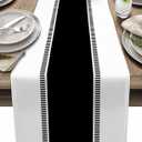 Black Table Runners 120 inches Long, Modern Stripes Table Runner Dresser Scarves,Non Slip Decortaive Table Runner Cover for Dining Coffee Table Farmhouse Party Wedding
