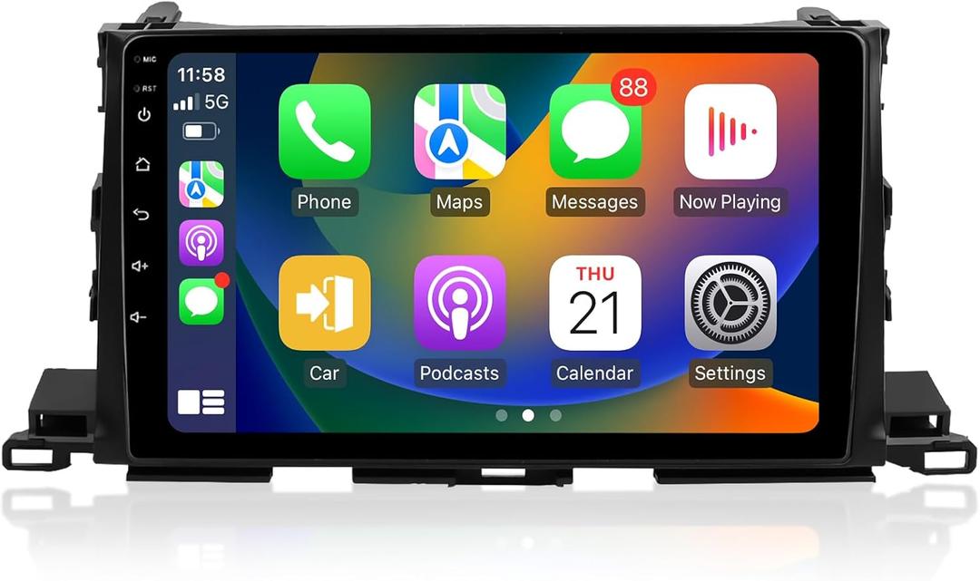 Android 13.0 6G 128G Car Stereo Wireless Apple CarPlay for Toyota Highlander 2014-2019, 10.2" HD Touch Screen Radio Bluetooth GPS Navigation, 2.4GHz & 5GHz WiFi, SWC, DSP 48-EQ AM FM Radio