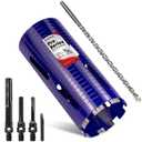 4-1/4" Pro Dry Core Drill Bit with Pilot Bit & 3 Adapters (SDS Plus/SDS Max/1/2 Hex), Upgraded Blade Core Bits for Concrete with Rebar, Masonry, Brick, Mortar - 9.5" Depth, 5/8"-11 Thread