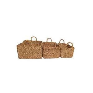 Wicker Basket with Handles Natural Brown 4 PRS 10x15 17x11 14x19 20x16