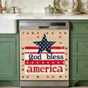 Dishwasher Magnet Cover 23" x 25.6", Independence Day Magnetic Door Wrap, Reusable Fridge Appliance Decor Sticker for Kitchen (Patriotic Star, Rustic Stripes, 23" W x 26" H)