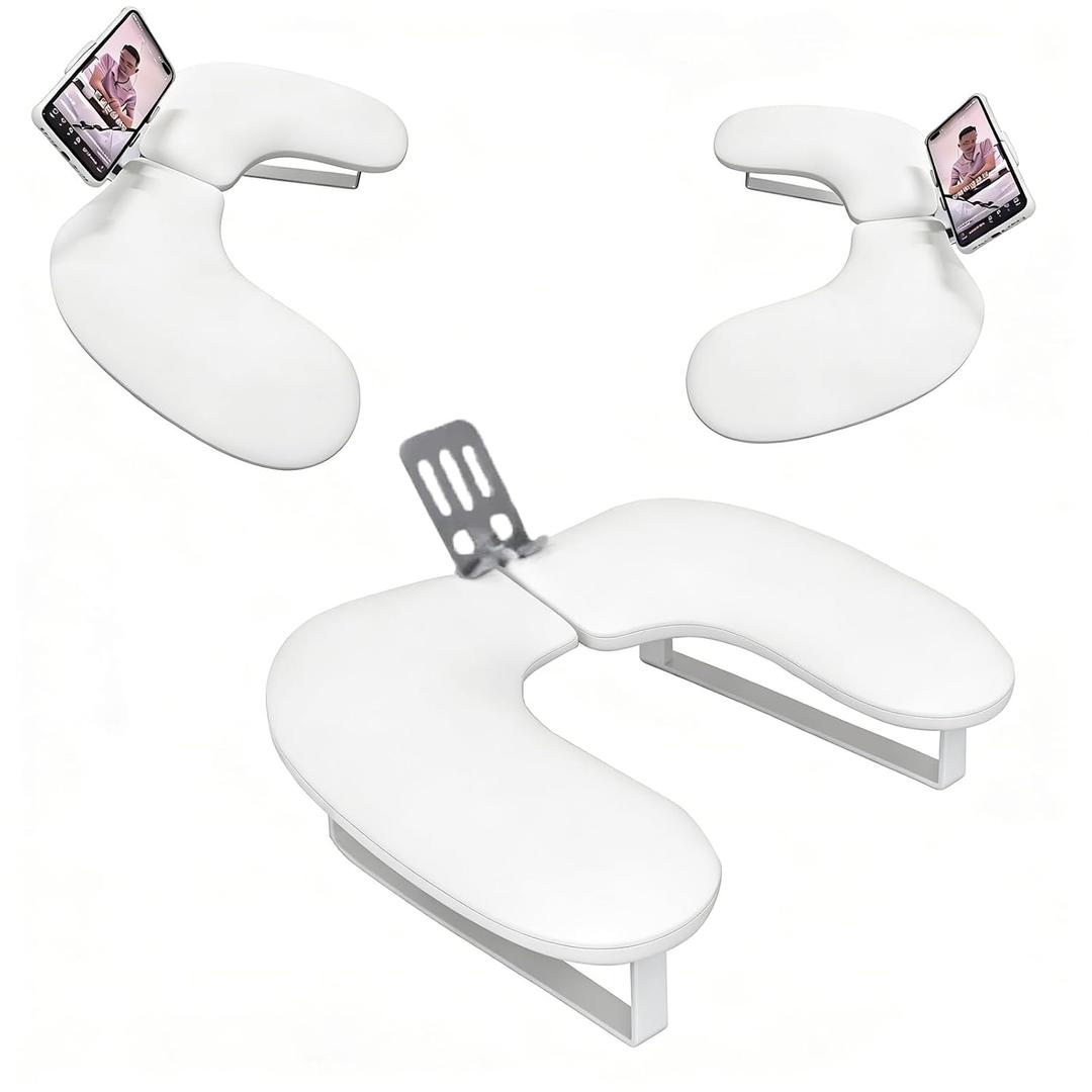 Arm Rest for Nails,U-shaped Manicure Nail Hand with phone holder Rest Pillow Cushion,Foldable PU Leather Nail Tech Arm Rest for Nails Tech,Foot Hand Rest (Beige)