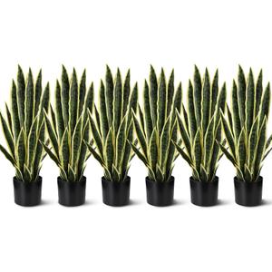 Crowye 6 Pack 3.15 Ft Tall Artificial Snake Plant Faux Sansevieria Plant Large Fake Snake Bulk in Pot for Home Office Housewarming Gift
