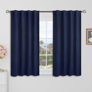 BGment Blackout Curtains for Bedroom - 38 x 40 inch Curtains Rod Pocket and Back Tab Thermal Insulated Room Darkening Curtains for Living Room, 2 Window Panels, Navy Blue