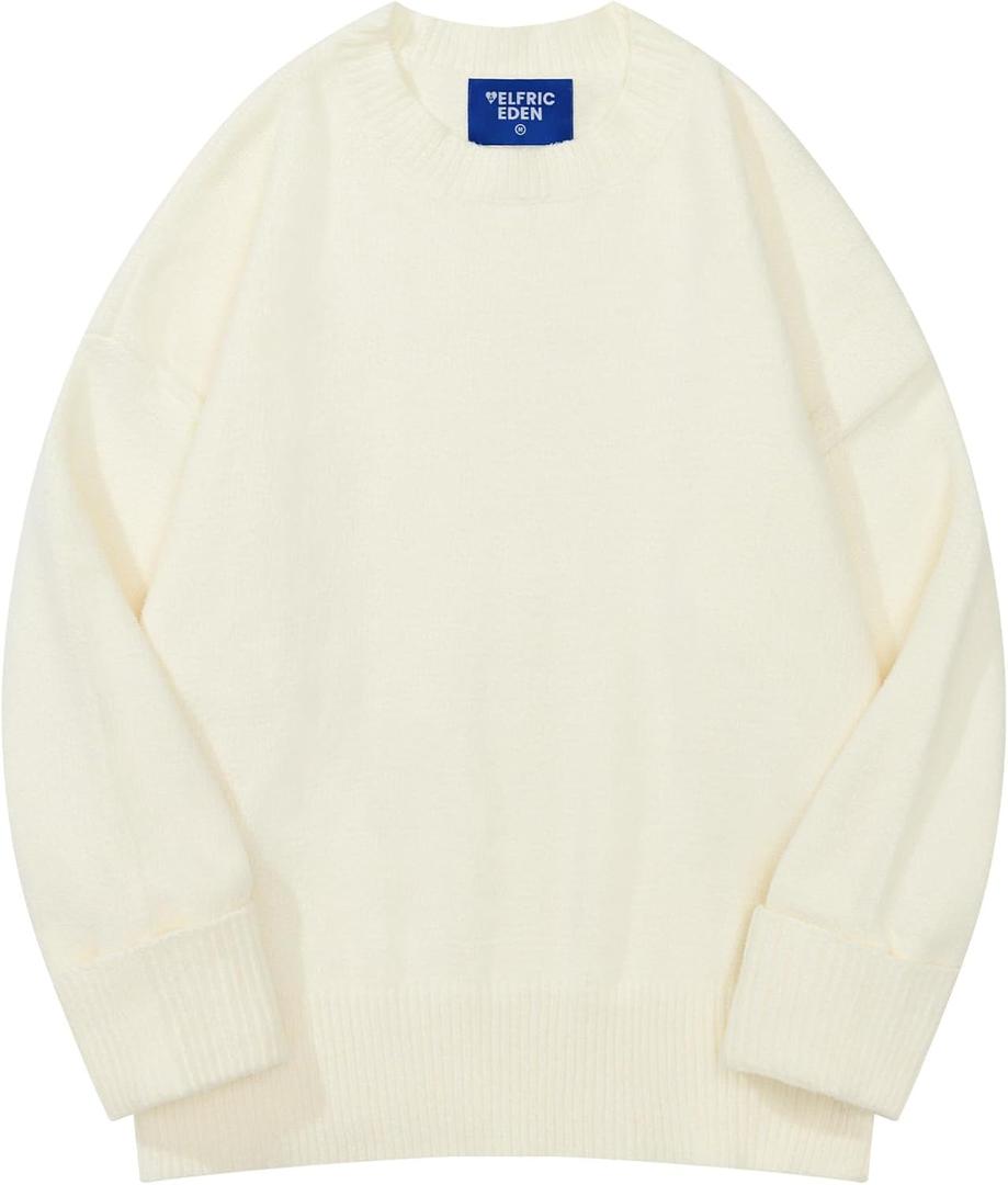 Aelfric Eden Women Oversized Basic Sweaters Vintage Crewneck Long Sleeves Knit 2025 Pullover Sweater Tops Apricot L