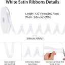 2Pcs woric White Ribbon 3/8 Inch 120 Yards Thin Ribbon White Satin Ribbons for Hair Gift Wrapping Bow Making Gift Bags Jewelry Beaded String Balloon Sewing Cards DIY Crafts Mothers Day Wedding Decorations