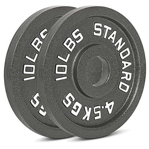 Cast Iron Olympic Weight Plates – Free Weights with 2-inch Hole & Anti-Rust Hammertone Finish - Ideal for Strength Training, Crossfit Equipment & Home Gym Set – Sold in Pairs - 4 Pack-10Lb